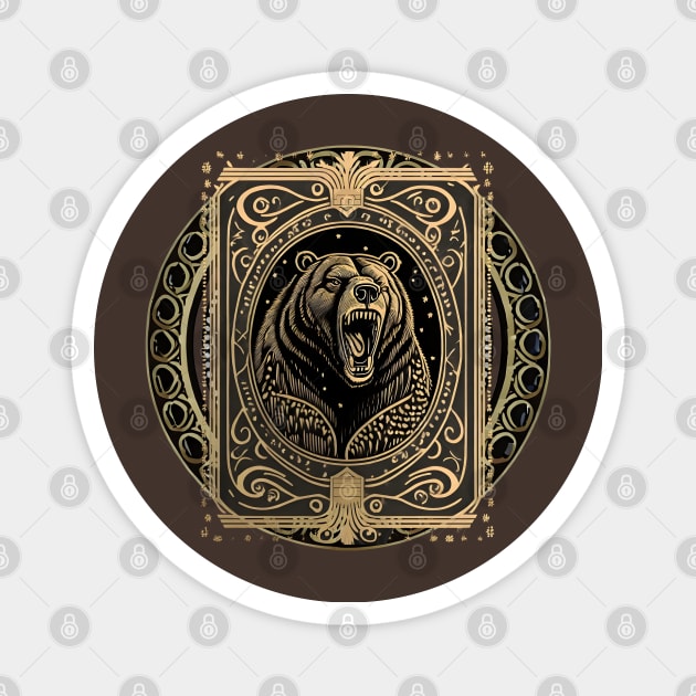 Grizzly Bear the golden wonder Magnet by Midcenturydave